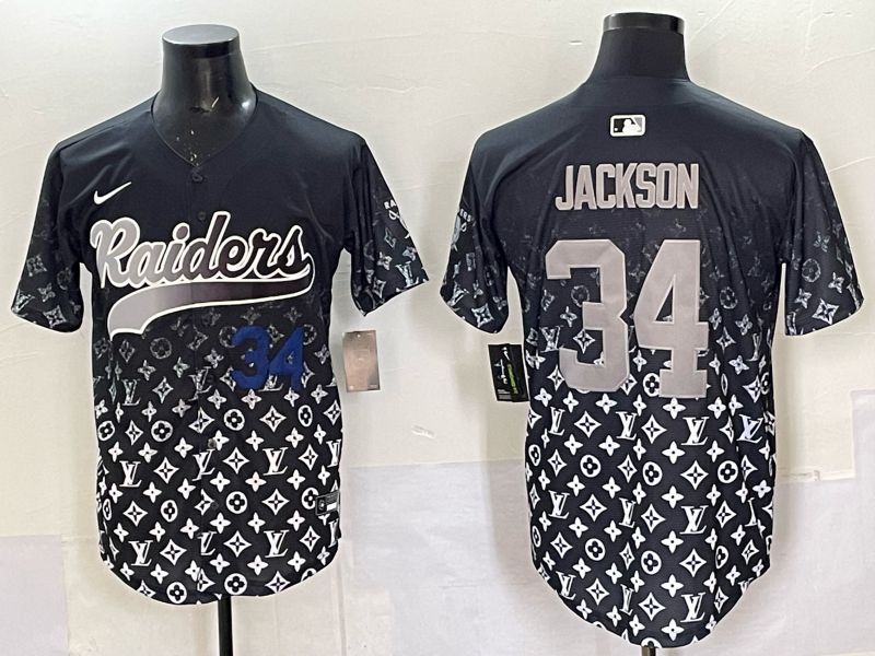 Men 2025 Oakland Raiders 34 Jackson black Nike Limited NFL Jersey style 035